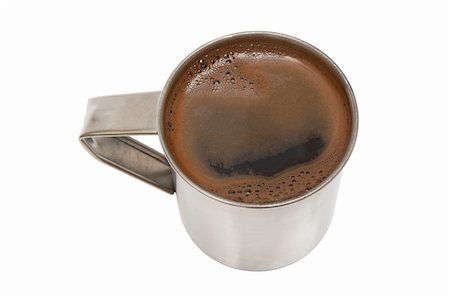 simsearch:400-03971684,k - Fresh black coffee in a metal cup Fotografie stock - Microstock e Abbonamento, Codice: 400-04486214