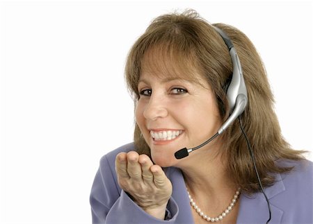 A customer service associate blowing a kiss and smiling at you. Stock Photo - Budget Royalty-Free & Subscription, Code: 400-04486274