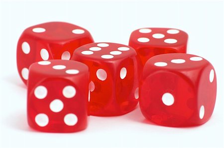 simsearch:400-06911675,k - Five red casino dice on the white background Stock Photo - Budget Royalty-Free & Subscription, Code: 400-04486710