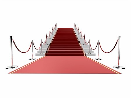 3d rendered illustration of a red carpet on stairs with barriers Stock Photo - Budget Royalty-Free & Subscription, Code: 400-04486936