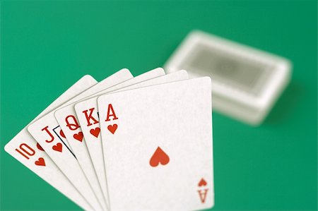 simsearch:400-07314049,k - Playing cards-Royal flush of hearts Photographie de stock - Aubaine LD & Abonnement, Code: 400-04486988