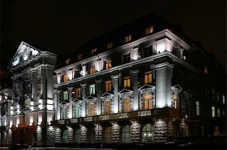 Lighting facade of goverment building at evening and its windows different color of light. Stock Photo - Budget Royalty-Free & Subscription, Code: 400-04487214