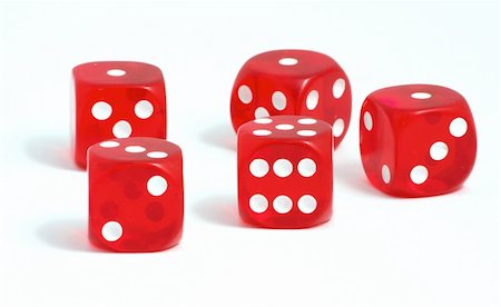 simsearch:400-06911675,k - Five red casino dice on the white background Stock Photo - Budget Royalty-Free & Subscription, Code: 400-04487379