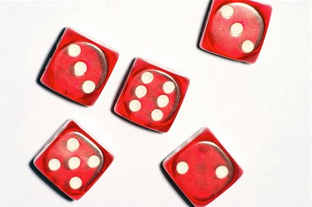 simsearch:400-06911675,k - Five red casino dice on the white background Stock Photo - Budget Royalty-Free & Subscription, Code: 400-04488378