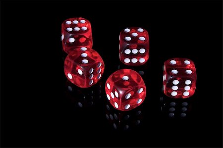 simsearch:400-06911675,k - Five red casino dice on the black background Stock Photo - Budget Royalty-Free & Subscription, Code: 400-04488380