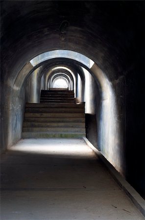 stairs on tunnel - Tunnel with light at the end. Stock Photo - Budget Royalty-Free & Subscription, Code: 400-04488404