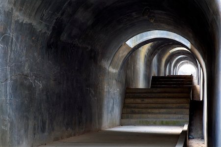 stairs on tunnel - Tunnel with light at the end. Stock Photo - Budget Royalty-Free & Subscription, Code: 400-04488403