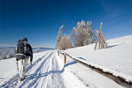 simsearch:400-06201867,k - Winter trekking in rural scenery during beautiful day Stock Photo - Budget Royalty-Free & Subscription, Code: 400-04489351