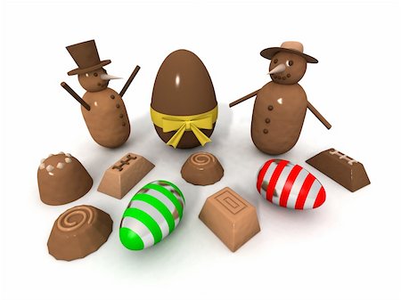 chocolate snowmen, eggs and pralines for Christmas and New Year Stock Photo - Budget Royalty-Free & Subscription, Code: 400-04489409