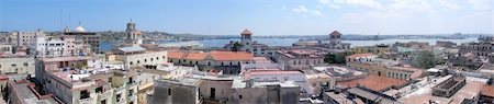 Panoramic view of old Havana buildings and bay taken from roof top Stock Photo - Budget Royalty-Free & Subscription, Code: 400-04489529