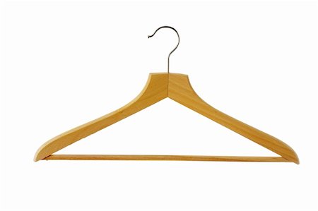 Wooden clothes hanger isolated on white Stock Photo - Budget Royalty-Free & Subscription, Code: 400-04489642