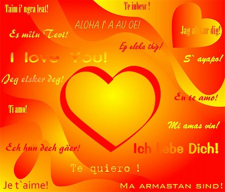 valentine`s day greeting card - romantic background, wallpaper, I love you in different languages. Stockbilder - Microstock & Abonnement, Bildnummer: 400-04489671