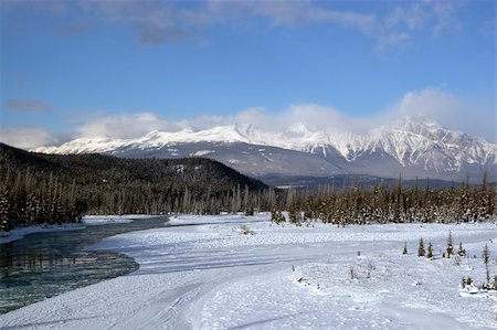 Winter shot of Athabasca River in Jasper National Park Stock Photo - Budget Royalty-Free & Subscription, Code: 400-04489833