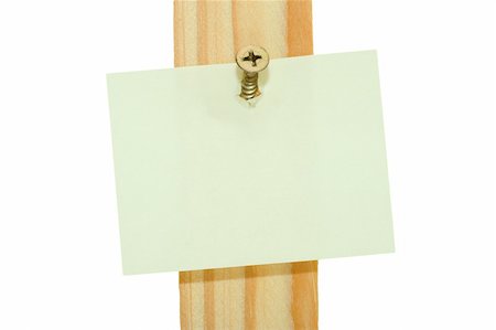 steel beam close up - Piece of paper hang on wood screw: space for your text Stock Photo - Budget Royalty-Free & Subscription, Code: 400-04489969