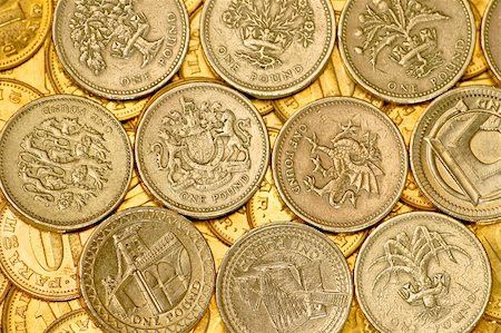 simsearch:400-07574972,k - Only one pound coins with different motives Stock Photo - Budget Royalty-Free & Subscription, Code: 400-04480171