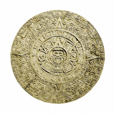 ancient aztec calendar isolated on white background Stock Photo - Budget Royalty-Free & Subscription, Code: 400-04480297