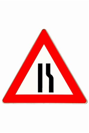 simsearch:400-04480527,k - a traffic sign for the road constriction with background Stock Photo - Budget Royalty-Free & Subscription, Code: 400-04480531