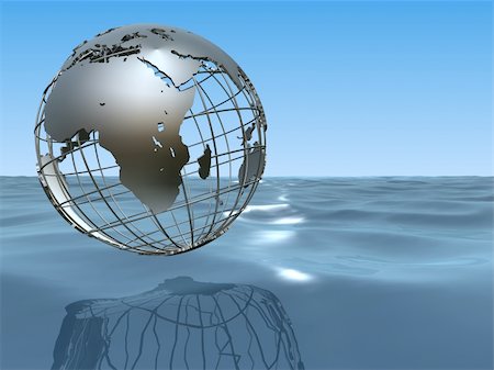 simsearch:400-03954884,k - 3d rendered illustration of the ocean and a silver metal globe Photographie de stock - Aubaine LD & Abonnement, Code: 400-04480640