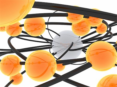 simsearch:400-04923097,k - 3d rendered illustration of orange balls and black metal lines Foto de stock - Super Valor sin royalties y Suscripción, Código: 400-04480672
