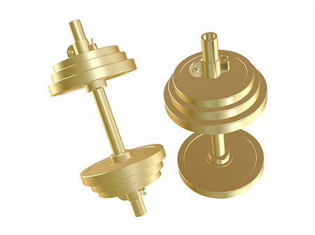 simsearch:400-04329882,k - 3d rendered illustration of two golden barbells Stock Photo - Budget Royalty-Free & Subscription, Code: 400-04480701