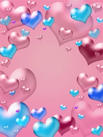 simsearch:400-04480877,k - Illustration of pink and blue hearts - valentine card background Foto de stock - Royalty-Free Super Valor e Assinatura, Número: 400-04480879