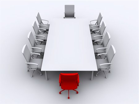 simsearch:400-04296484,k - 3d rendered black/white illustration of a conference table with chairs Foto de stock - Super Valor sin royalties y Suscripción, Código: 400-04480970