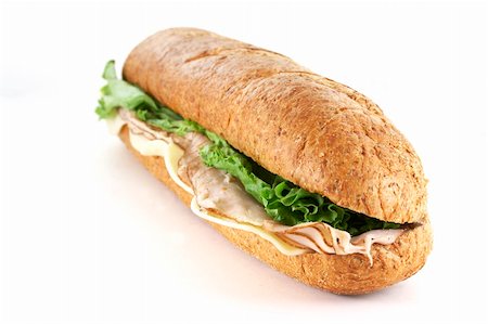 turkey and cheese sub sandwich close up Photographie de stock - Aubaine LD & Abonnement, Code: 400-04481126