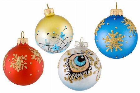 simsearch:400-05177572,k - Isolated Christmas balls of different colors over white background Stock Photo - Budget Royalty-Free & Subscription, Code: 400-04481334