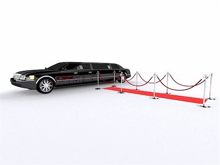 3d rendered illustration of a black limousine on a red carpet Stock Photo - Budget Royalty-Free & Subscription, Code: 400-04482236