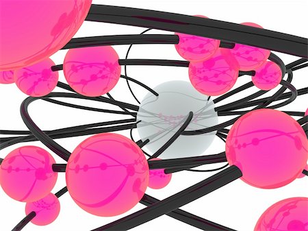 simsearch:400-04153053,k - 3d rendered illustration of pink balls and black lines Foto de stock - Super Valor sin royalties y Suscripción, Código: 400-04482635