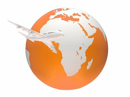 simsearch:400-06698166,k - 3d rendered illustration of a globe and a white plane Stock Photo - Budget Royalty-Free & Subscription, Code: 400-04482682