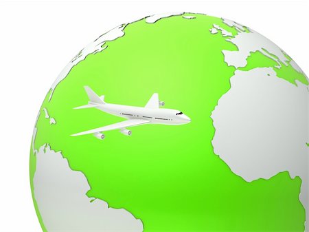 simsearch:400-06698166,k - 3d rendered illustration of a globe and a white plane Stock Photo - Budget Royalty-Free & Subscription, Code: 400-04482683