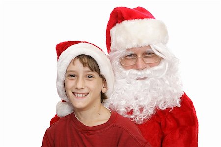 simsearch:400-04636742,k - Adorable little boy posing for a picture with Santa.  Isolated on white. Foto de stock - Royalty-Free Super Valor e Assinatura, Número: 400-04482801