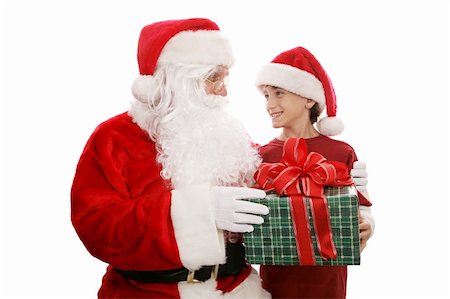 simsearch:400-04774270,k - A cute little boy receiving a big present from Santa.  Isolated on white. Stock Photo - Budget Royalty-Free & Subscription, Code: 400-04482816