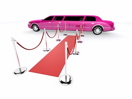 3d rendered illustration of a red carpet and a pink limousine Stock Photo - Budget Royalty-Free & Subscription, Code: 400-04482835