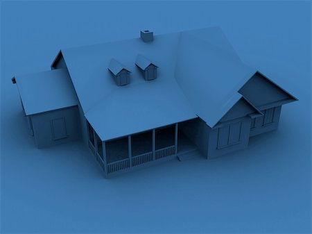 simsearch:400-05108570,k - 3d rendered blue illustration of a house Photographie de stock - Aubaine LD & Abonnement, Code: 400-04482846