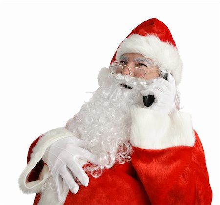 simsearch:400-04636742,k - Santa laughing out loud as he talks on his cell phone.  Isolated on white. Foto de stock - Royalty-Free Super Valor e Assinatura, Número: 400-04482867