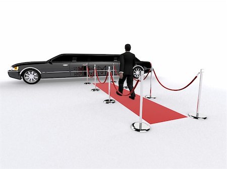 3d rendered illustration of a red carpet with a man and a limousine Stock Photo - Budget Royalty-Free & Subscription, Code: 400-04482963
