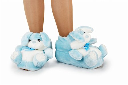 Blue house slippers on a white background Stock Photo - Budget Royalty-Free & Subscription, Code: 400-04483211