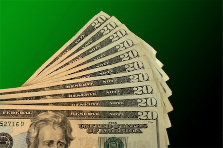 simsearch:700-00070587,k - Twenty Dollar bills fanned out Photographie de stock - Aubaine LD & Abonnement, Code: 400-04483277