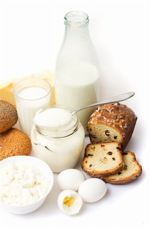 eggs milk - Healthy european breakfast  - milk, eggs, curd, etc. Stock Photo - Budget Royalty-Free & Subscription, Code: 400-04494328