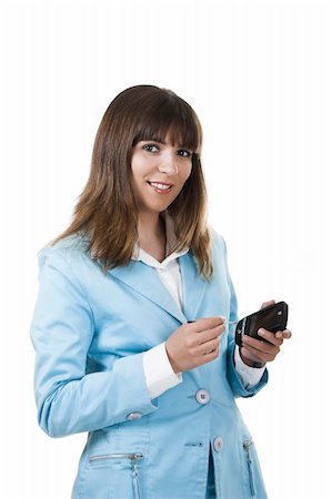 simsearch:400-04434095,k - Beautiful businesswoman holding a PDA over a white background Photographie de stock - Aubaine LD & Abonnement, Code: 400-04494708