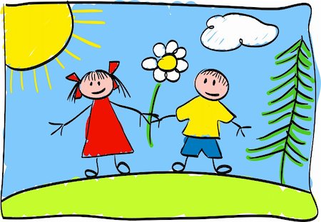 sun and clouds colouring - Children's drawing Stock Photo - Budget Royalty-Free & Subscription, Code: 400-04494959