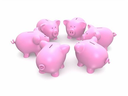 3d rendered illustration of some pink piggy banks Stock Photo - Budget Royalty-Free & Subscription, Code: 400-04495680
