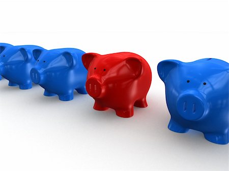 3d rendered illustration of some piggies standing in a line Stock Photo - Budget Royalty-Free & Subscription, Code: 400-04495694