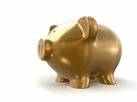 3d rendered illustration of a golden piggy bank Stock Photo - Budget Royalty-Free & Subscription, Code: 400-04495690