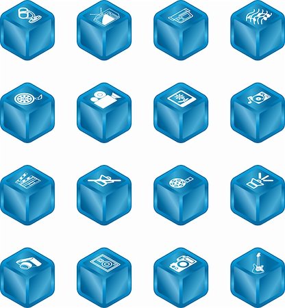 simsearch:400-08504827,k - A series set of cube icons relating to various types of media. Foto de stock - Super Valor sin royalties y Suscripción, Código: 400-04495886