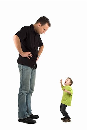 pictures of angry father and son - Caricature of a large father and an extra small child. The child is very scared for his father. Use it for all kinds of raising children problems. Stock Photo - Budget Royalty-Free & Subscription, Code: 400-04496105