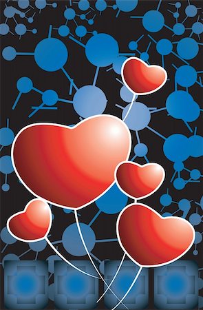 Illustration of a heart symbol in blue and black backgrounds Foto de stock - Super Valor sin royalties y Suscripción, Código: 400-04496419