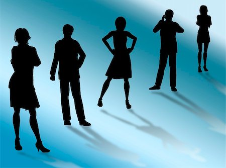 simsearch:400-04017214,k - Business people silhouettes in different poses and attitudes Stockbilder - Microstock & Abonnement, Bildnummer: 400-04496433
